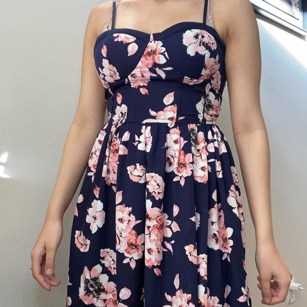 B.O.G Collective Spring Summer Navy Flower Dress